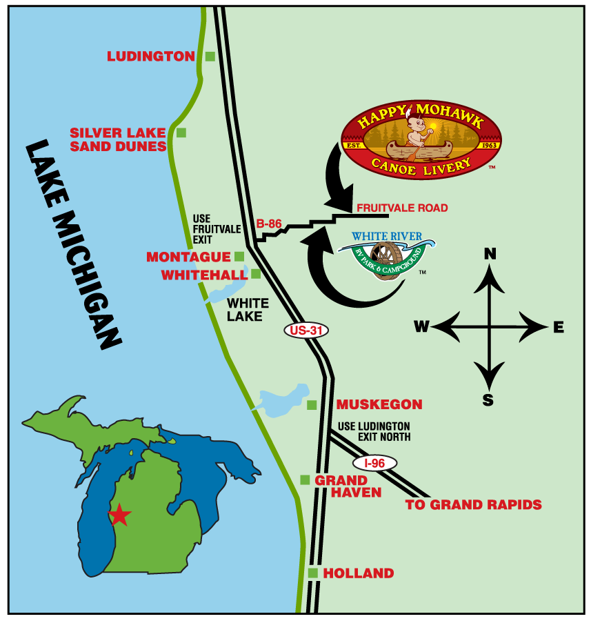 Map to Happy Mohawk Canoe Livery